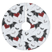 Halloween-Herz mit schwarzen Fledermausflügeln Polyester Weihnachtsbaumdecke (Vorderseite)