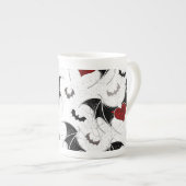 Halloween-Herz mit schwarzen Fledermausflügeln Porzellantasse (Vorderseite Rechts)