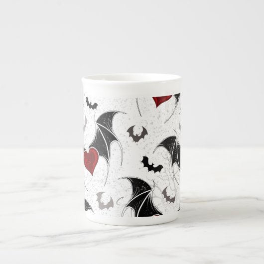 Halloween-Herz mit schwarzen Fledermausflügeln Porzellantasse (Vorderseite)