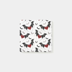 Halloween-Herz mit schwarzen Fledermausflügeln Post-it Klebezettel