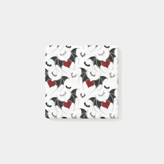 Halloween-Herz mit schwarzen Fledermausflügeln Post-it Klebezettel (Vorderseite)