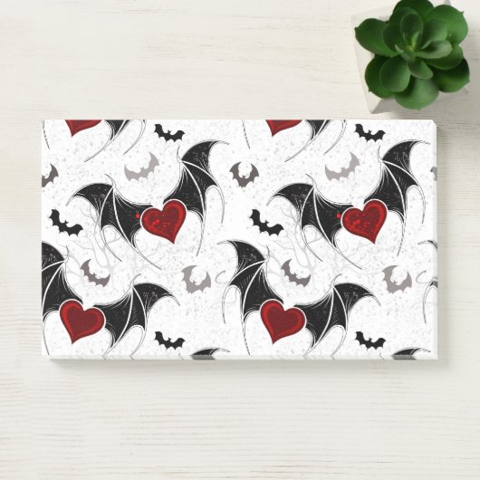 Halloween-Herz mit schwarzen Fledermausflügeln Post-it Klebezettel (Büro)