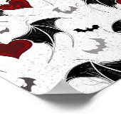 Halloween-Herz mit schwarzen Fledermausflügeln Poster (Ecke)