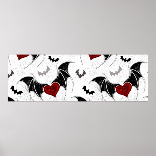 Halloween-Herz mit schwarzen Fledermausflügeln Poster (Vorne)