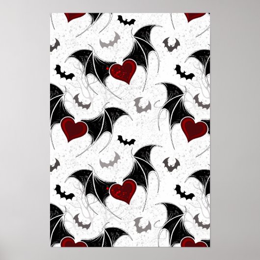 Halloween-Herz mit schwarzen Fledermausflügeln Poster (Vorne)