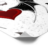 Halloween-Herz mit schwarzen Fledermausflügeln Poster (Ecke)