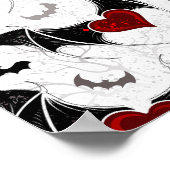 Halloween-Herz mit schwarzen Fledermausflügeln Poster (Ecke)