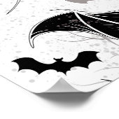 Halloween-Herz mit schwarzen Fledermausflügeln Poster (Ecke)
