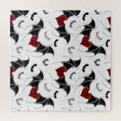 Halloween-Herz mit schwarzen Fledermausflügeln Puzzle (Horizontal)