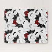 Halloween-Herz mit schwarzen Fledermausflügeln Puzzle (Horizontal)