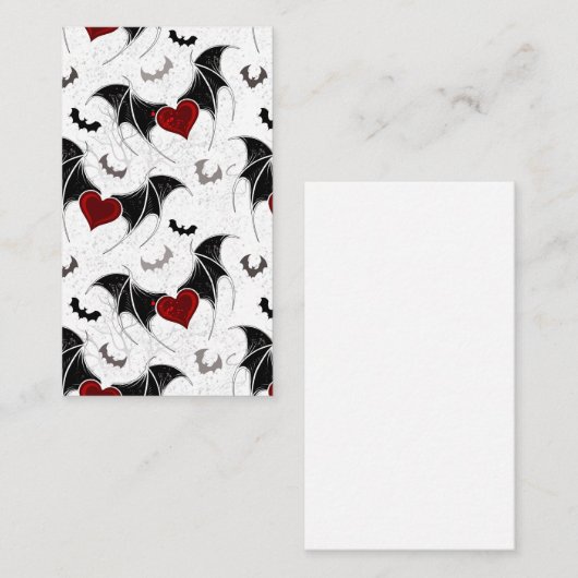 Halloween-Herz mit schwarzen Fledermausflügeln Rabattkarte (Vorne/Hinten)