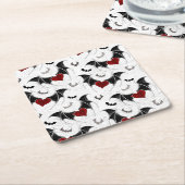 Halloween-Herz mit schwarzen Fledermausflügeln Rechteckiger Pappuntersetzer (angewinkelt)