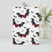 Halloween-Herz mit schwarzen Fledermausflügeln RSVP Karte (Stehend Vorderseite)