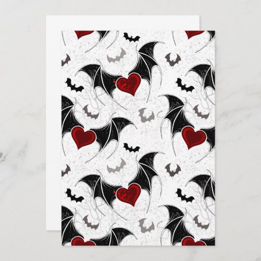 Halloween-Herz mit schwarzen Fledermausflügeln Save The Date (Vorne/Hinten)
