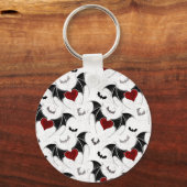 Halloween-Herz mit schwarzen Fledermausflügeln Schlüsselanhänger (Vorderseite)