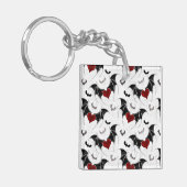 Halloween-Herz mit schwarzen Fledermausflügeln Schlüsselanhänger (Vorderseite links)