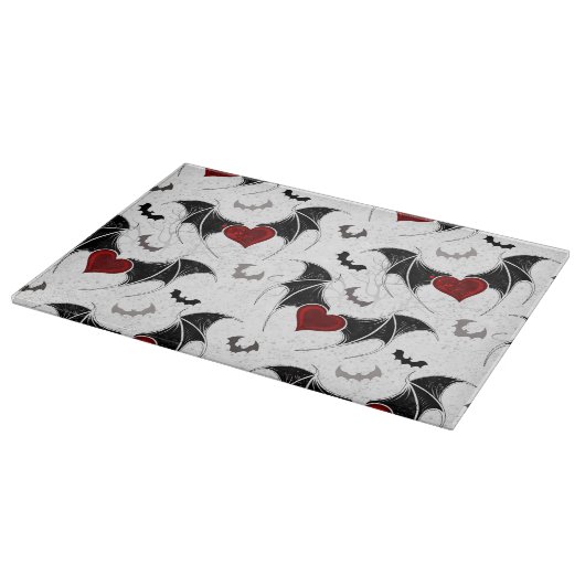 Halloween-Herz mit schwarzen Fledermausflügeln Schneidebrett (Ecke)