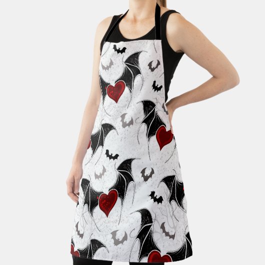 Halloween-Herz mit schwarzen Fledermausflügeln Schürze (InSitu)