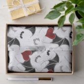 Halloween-Herz mit schwarzen Fledermausflügeln Seidenpapier (Geschenk)