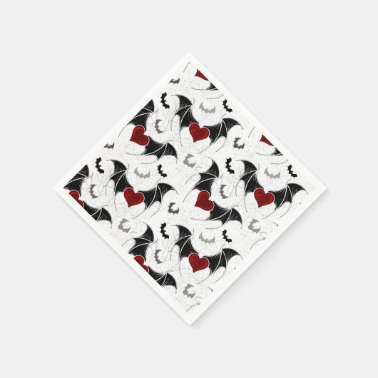 Halloween-Herz mit schwarzen Fledermausflügeln Serviette (Ecke)