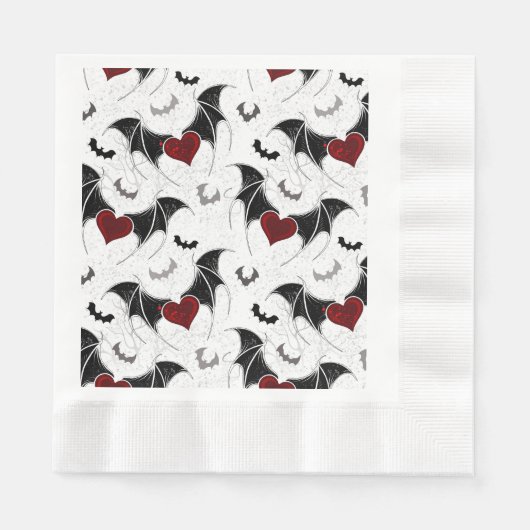 Halloween-Herz mit schwarzen Fledermausflügeln Serviette (Vorderseite)