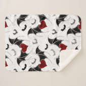 Halloween-Herz mit schwarzen Fledermausflügeln Sherpadecke (Vorderseite (Horizontal))