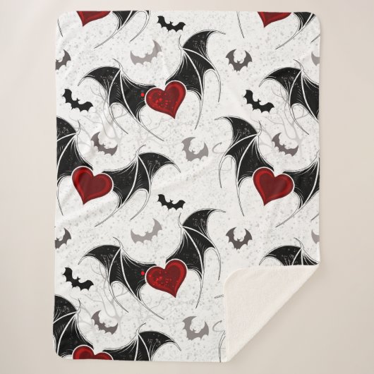Halloween-Herz mit schwarzen Fledermausflügeln Sherpadecke (Vorderseite)