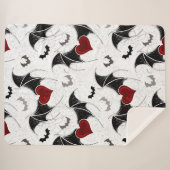 Halloween-Herz mit schwarzen Fledermausflügeln Sherpadecke (Vorderseite (Horizontal))