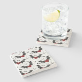 Halloween-Herz mit schwarzen Fledermausflügeln Steinuntersetzer (Seitenansicht)