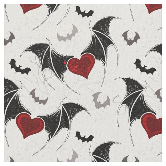 Halloween-Herz mit schwarzen Fledermausflügeln Stoff (Nahaufnahme)