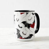 Halloween-Herz mit schwarzen Fledermausflügeln Tasse (VorderseiteRechts)