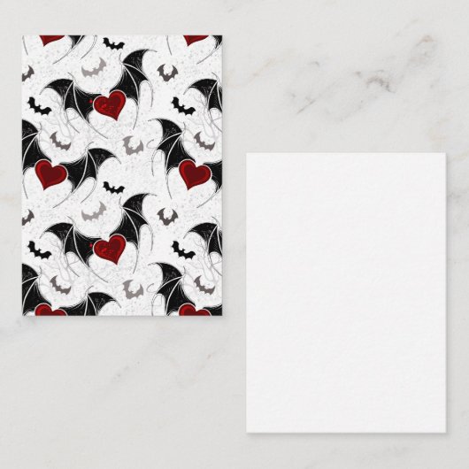 Halloween-Herz mit schwarzen Fledermausflügeln Telefonnummerkarte (Vorne/Hinten)