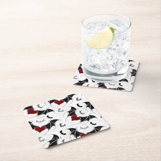 Halloween-Herz mit schwarzen Fledermausflügeln Untersetzer (Vor Ort)