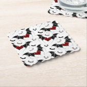 Halloween-Herz mit schwarzen Fledermausflügeln Untersetzer (angewinkelt)