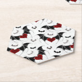 Halloween-Herz mit schwarzen Fledermausflügeln Untersetzer (angewinkelt)