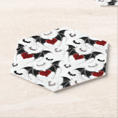 Halloween-Herz mit schwarzen Fledermausflügeln Untersetzer (angewinkelt)