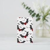 Halloween-Herz mit schwarzen Fledermausflügeln Visitenkarte (Stehend Vorderseite)