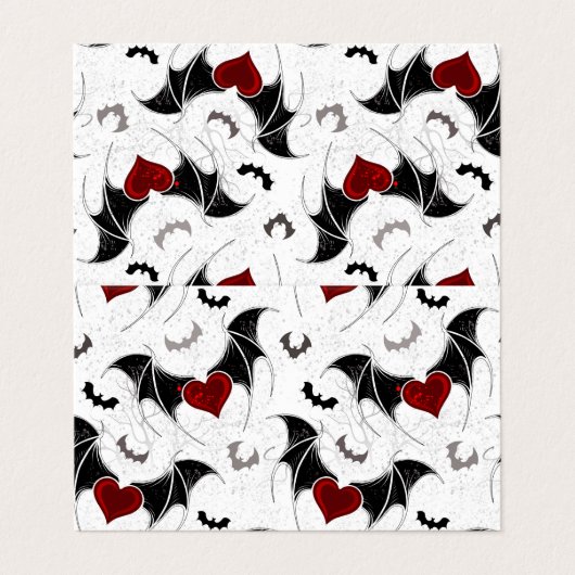 Halloween-Herz mit schwarzen Fledermausflügeln Visitenkarten (Außenseite Aufgefaltet)