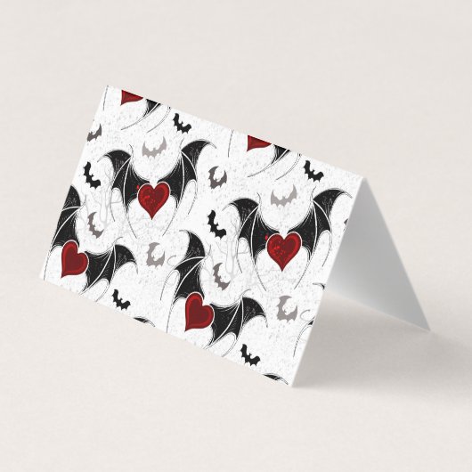 Halloween-Herz mit schwarzen Fledermausflügeln Visitenkarten (Rückseite)