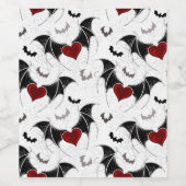 Halloween-Herz mit schwarzen Fledermausflügeln Weinetikett (Einzelnes Label)