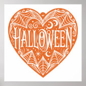 Halloween-Herz, Orange Herzform, Feiertag Poster (Vorne)