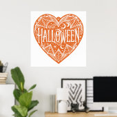 Halloween-Herz, Orange Herzform, Feiertag Poster (Heimbüro)