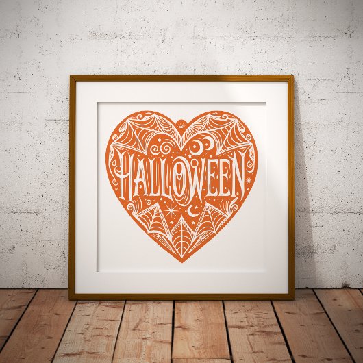 Halloween-Herz, Orange Herzform, Feiertag Poster