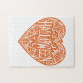 Halloween-Herz, Orange Herzform, Feiertag Puzzle (Horizontal)