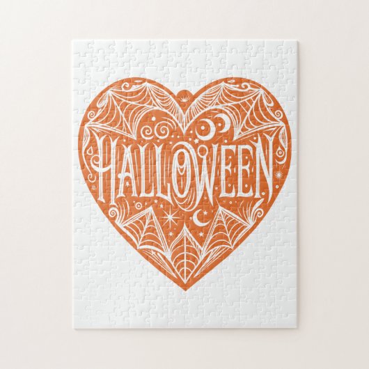 Halloween-Herz, Orange Herzform, Feiertag Puzzle (Vertikal)