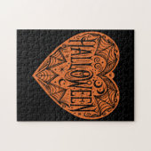 Halloween-Herz, Orange Herzform, Feiertag Puzzle (Horizontal)