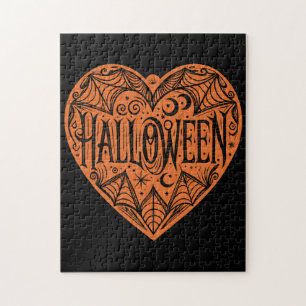 Halloween-Herz, Orange Herzform, Feiertag Puzzle