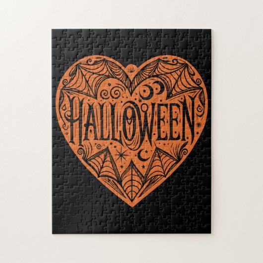 Halloween-Herz, Orange Herzform, Feiertag Puzzle (Vertikal)