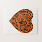 Halloween-Herz, Orange Herzform, Feiertag Puzzle (Horizontal)