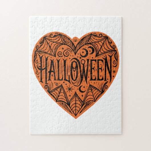 Halloween-Herz, Orange Herzform, Feiertag Puzzle (Vertikal)